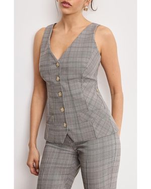 GOOD AMERICAN Plaid Vest - Gray