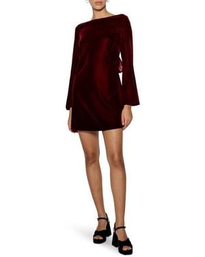 Nobody's Child Joelle Bow Back Long Sleeve Velvet Minidress - Red
