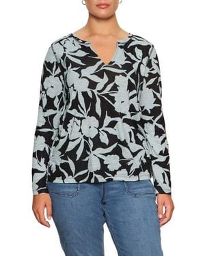 Sanctuary Perfect Notch Print Long Sleeve T-Shirt - Blue