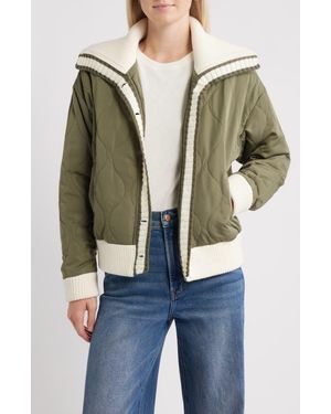 Thread & Supply Knit Collar Quilted Jacket - Natural
