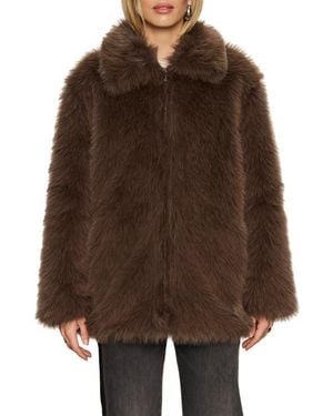 Sanctuary Carmen Faux Fur Coat - Brown