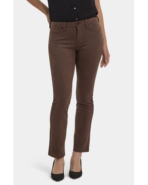 NYDJ Sheri Slim Faux Suede Pants - Brown