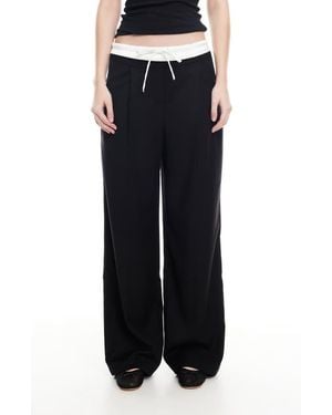 Lioness Frankie Pleated Tie Waist Pants - Black