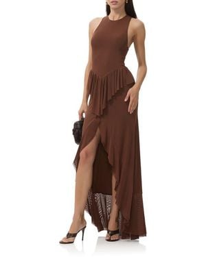 AFRM Bovina Sleeveless A-Line Dress - Brown