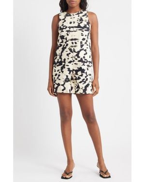 TOPSHOP Animal Print Cotton Romper - Black