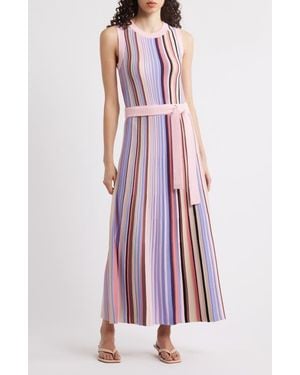 Misook Modern Fit Sleeveless Rib Knit Dress - Purple