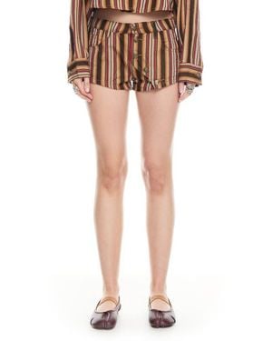 Lioness Sundrenched Low Rise Stripe Denim Shorts - Brown