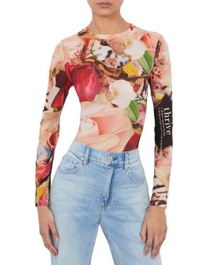 Alice + Olivia Delaina Long Sleeve Mesh Top - Blue