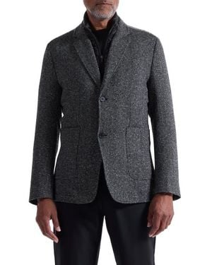Bugatchi Herringbone Jacket With Removable Bib - Gray