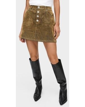 ALIGNE Corrie Flock Velvet Denim A-Line Skirt - Green