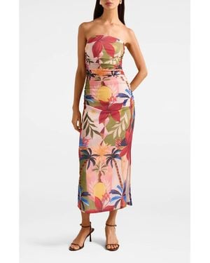 EVER NEW Alex Strapless Ruched Mesh Maxi Dress - Red