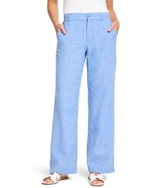 NIC+ZOE Eliot Cotton & Linen Wide Leg Pants - Blue