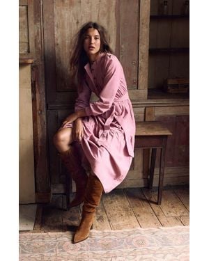 Boden Cecily Long Sleeve Corduroy Midi Dress - Brown
