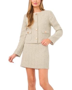 Halogen® Metallic Tweed Jewel Collar Jacket - Natural