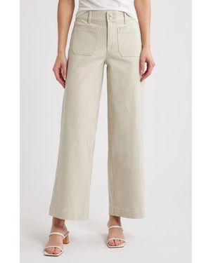 Wit & Wisdom Emma Patch Pocket High Waist Wide Leg Jeans - Natural