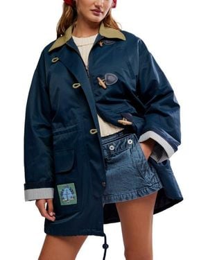 Free People Cotton & Nylon Captain's Jacket - Blue