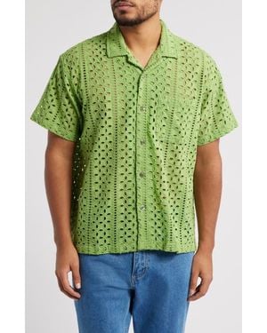 Obey Ayers Pointelle Cotton Camp Shirt - Green