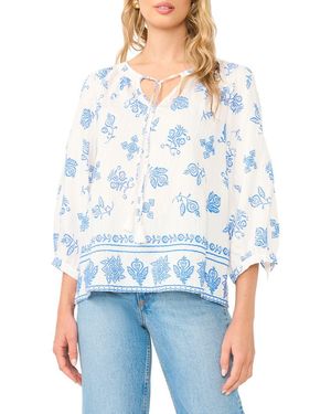 Vince Camuto Tie Neck Peasant Top - Blue