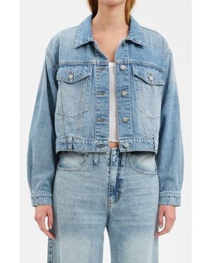 DAZE Bestie Crop Denim Jacket - Blue