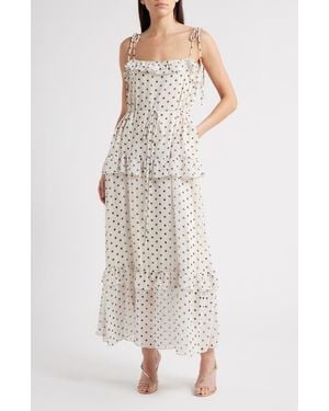 Julia Jordan Polka Dot Tiered Maxi Dress - Natural
