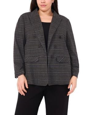 Halogen® Plaid Scrunch Sleeve Blazer - Black