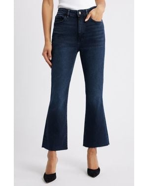 WARP+WEFT Nao High Waist Raw Hem Crop Bootcut Jeans - Blue