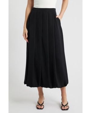 Vince Camuto Pleated Bubble Hem Midi Skirt - Black