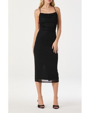 Astr Rhinestone Mesh Cocktail Dress - Black