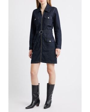 Rails Jefferson Belted Long Sleeve Utility Mini Shirtdress - Blue