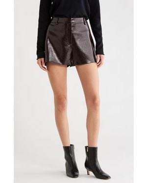 Astr Wynn High Waist Faux Leather Shorts - Black