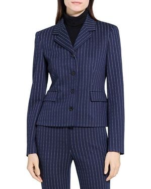 Theory Metallic Pinstripe Fitted Jacket - Blue