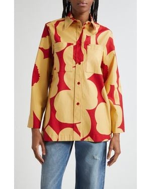 Marimekko Maaria Unikko Floral Twill Shirt - Orange
