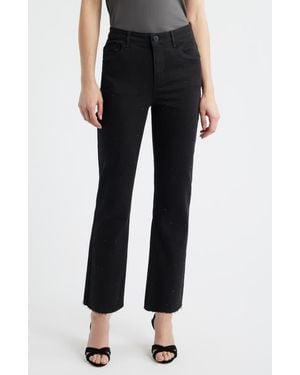 Wit & Wisdom Bennett Skyrise Diamante Raw Hem Barely Bootcut Jeans - Black