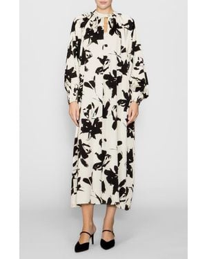 MELLODAY Floral Print Long Sleeve Maxi Dress - White