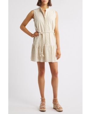 Adelyn Rae Ginny Textured Sleeveless Minidress - Natural