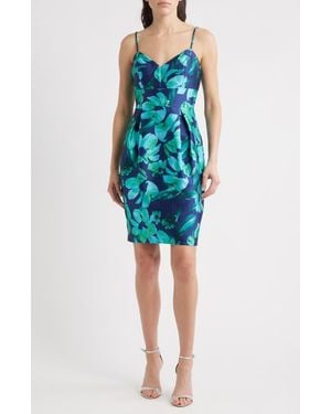 Eliza J Floral Sheath Dress - Blue