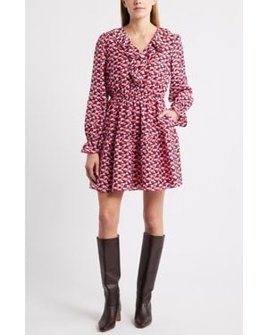 Caslon Ruffle Long Sleeve Tiered Minidress