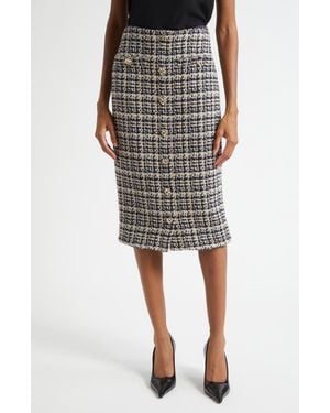 L'Agence Tai Tweed Midi Skirt - Black