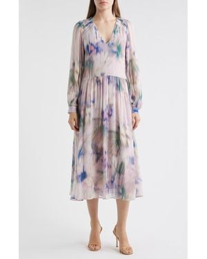 BOSS Ditilla Print Long Sleeve Dress - Purple