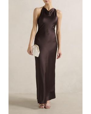 EVER NEW Ariat Open Back Satin Halter Dress - Brown