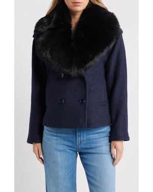 Sam Edelman Peacoat With Removable Faux Fur Collar - Black