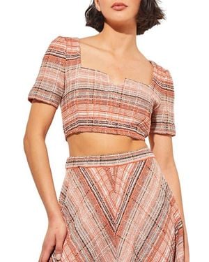 Ming Wang Tweed Handkerchief Hem Knit Skirt - Red