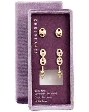 Chelsea28 3-Pack Cubic Zirconia Earrings - Purple