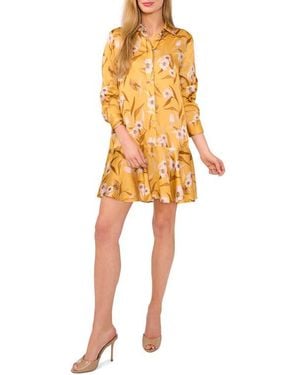 Ted Baker Floral Long Sleeve Mini Shirtdress - Orange