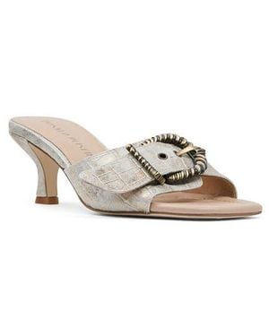Donald J Pliner Buckle Croc Embossed Slide Sandal - White