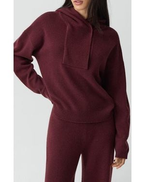 Theory Felted Wool & Cashmere Sweater Hoodie - Red