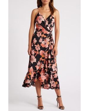 Chelsea28 Faux Wrap Midi Dress - Red