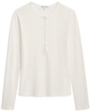 Alex Mill Laine Cotton Blend Rib Henley - White