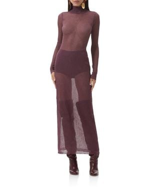 AFRM Vilas Long Sleeve Sweater Dress With Shorts - Purple