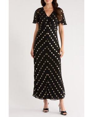 Halogen® Metallic Dot Tie Back Maxi Dress - Black